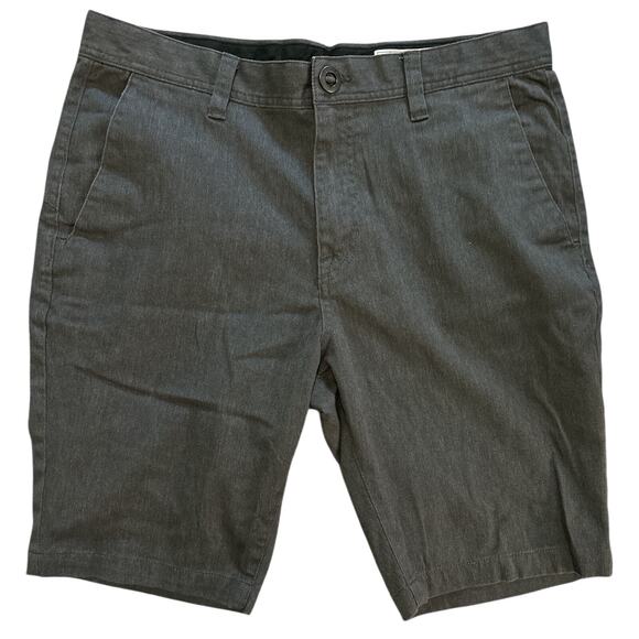 Volcom Men’s Shorts Size 34‎ Gray Chino Style Casual Stretch Flat Front Golf - Picture 1 of 7